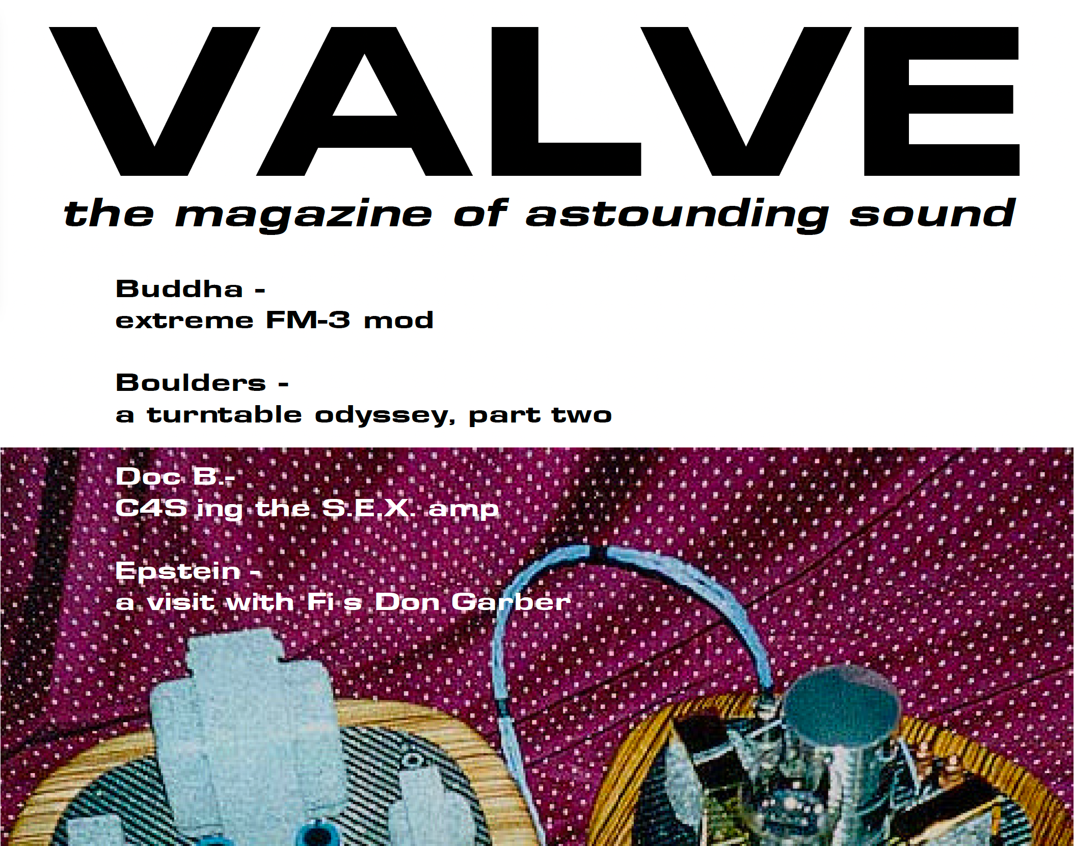 Cover of 'Valve' magazine featuring text and a retro-style illustration.
