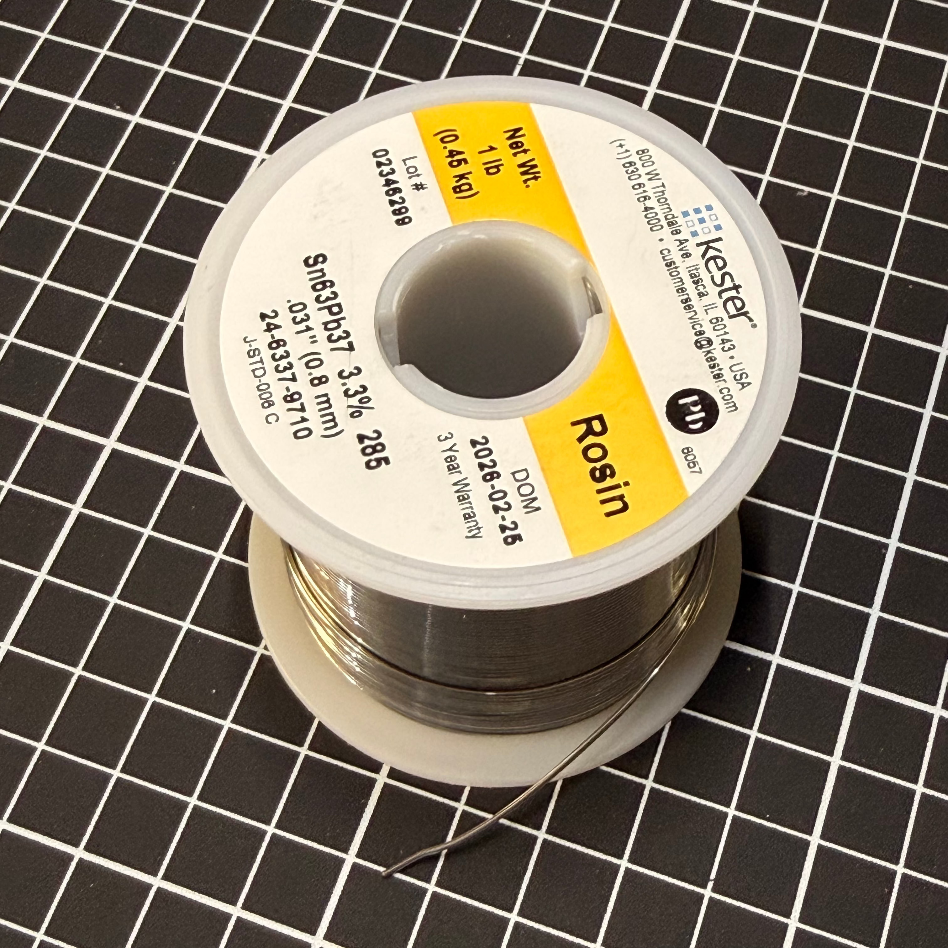 Solder roll on a cutting mat