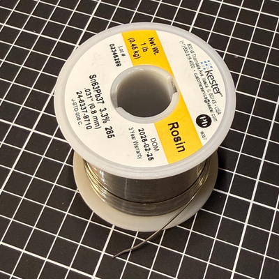 Solder roll on a cutting mat