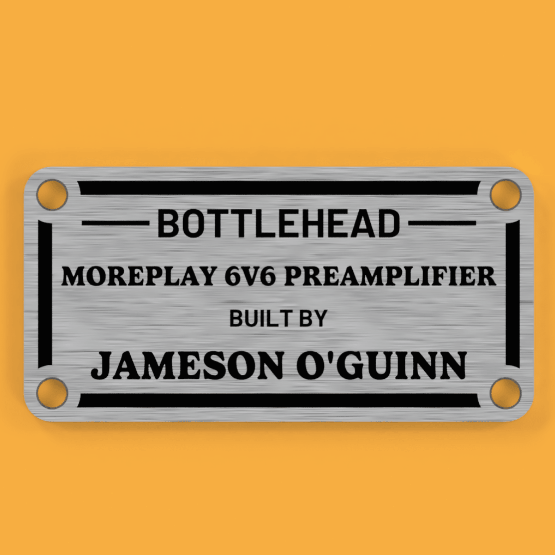 Custom Engraved Label Plate - Bottlehead